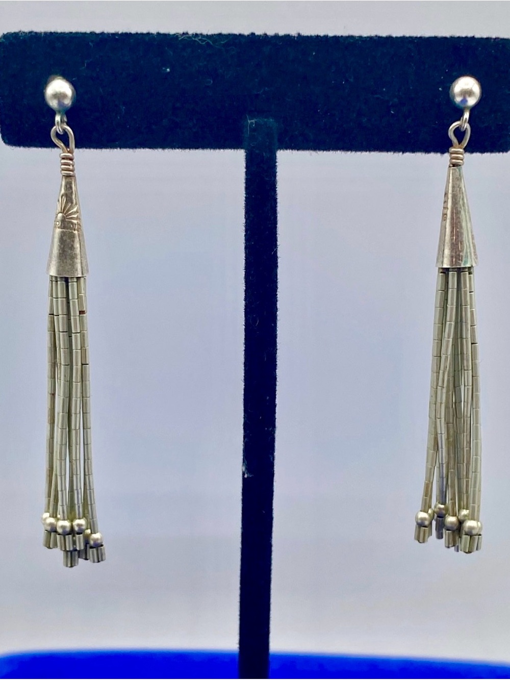 Vintage Native American Sterling Liquid Silver Earrings